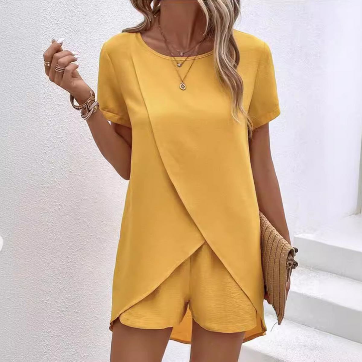 Melanie | Elegant Summer Slit Shirt Set Image