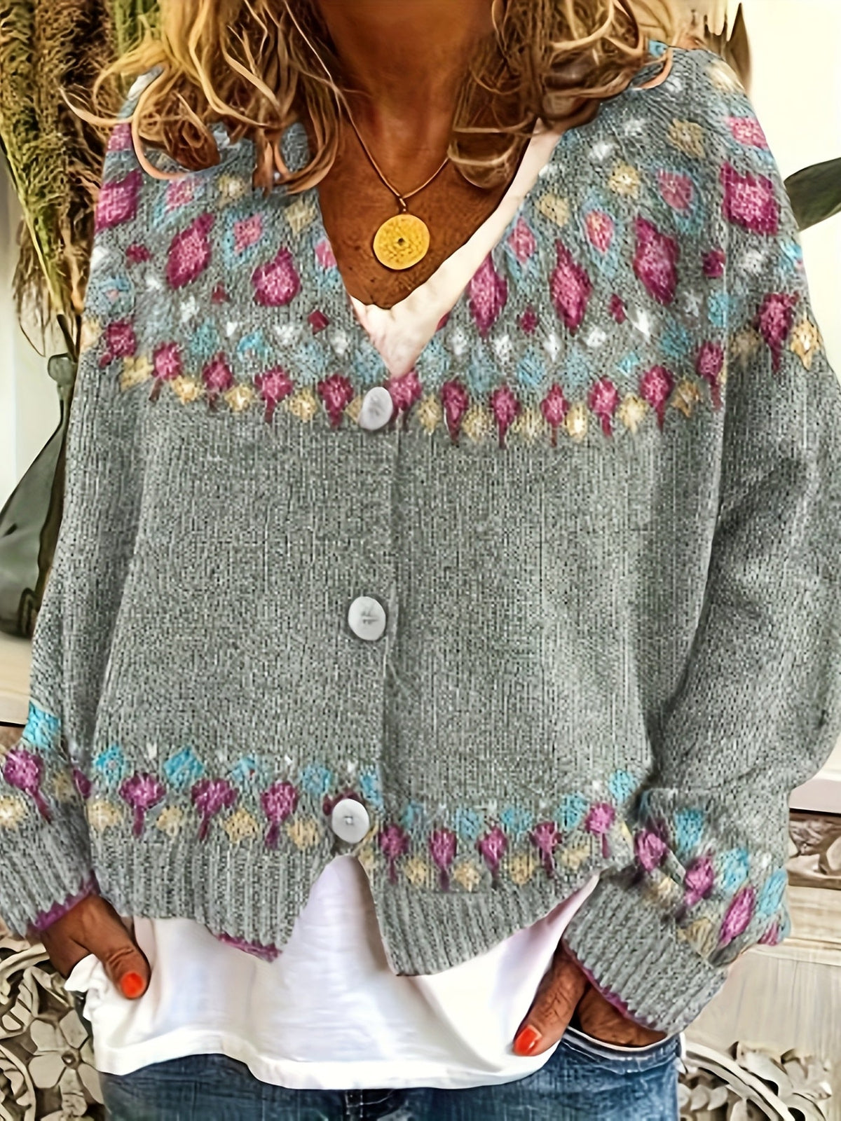 Esme | Nordic Patterned Cardigan Image