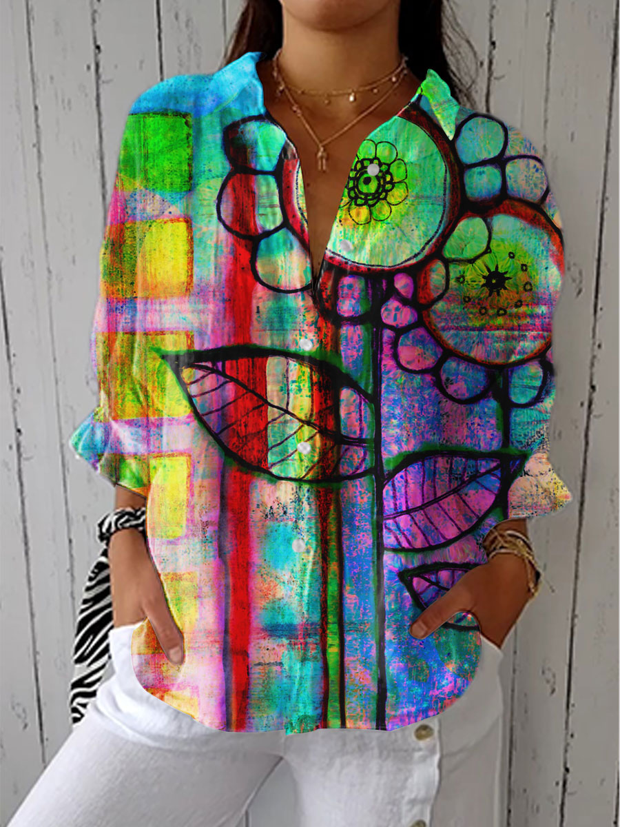 Claribel | Stylish Multicolor Artistic Blouse Image