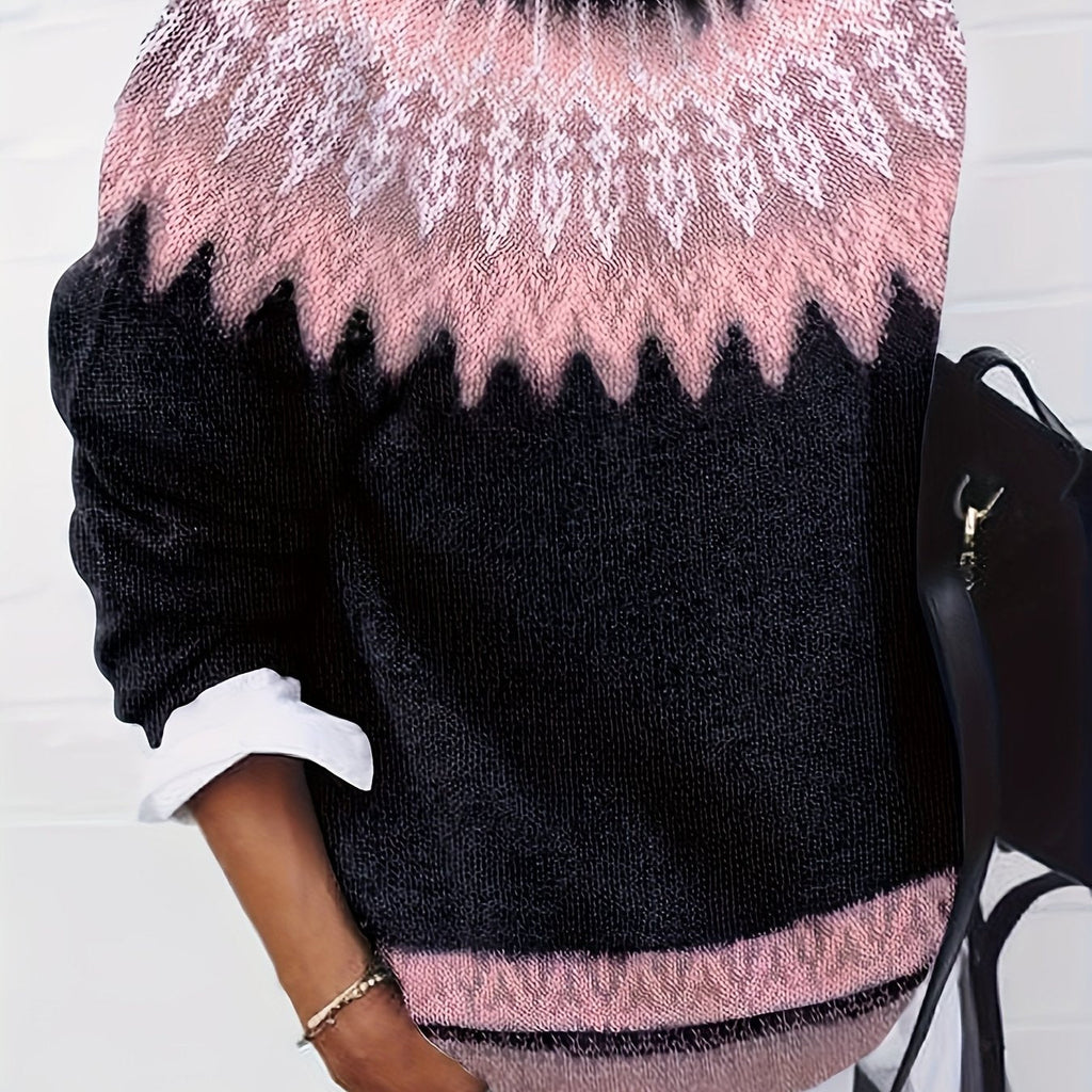 Brenna | Chunky Jacquard Round Neck Sweater