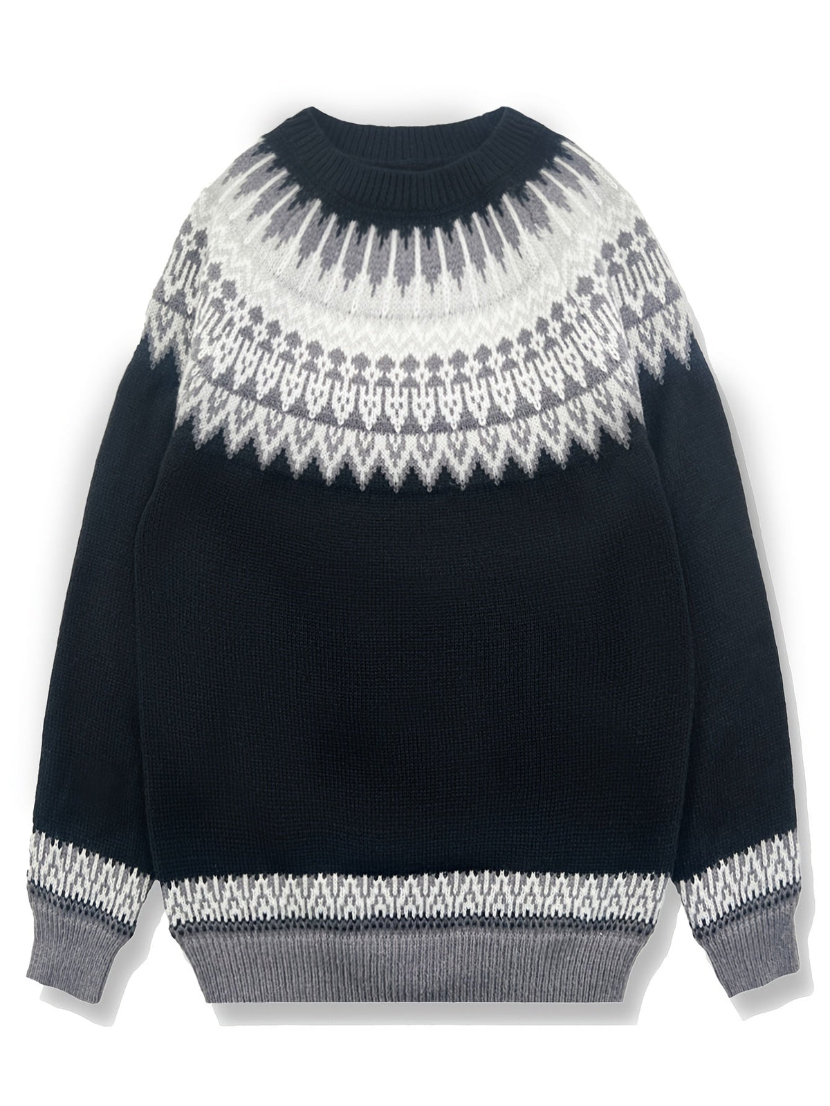 Brenna | Chunky Jacquard Round Neck Sweater
