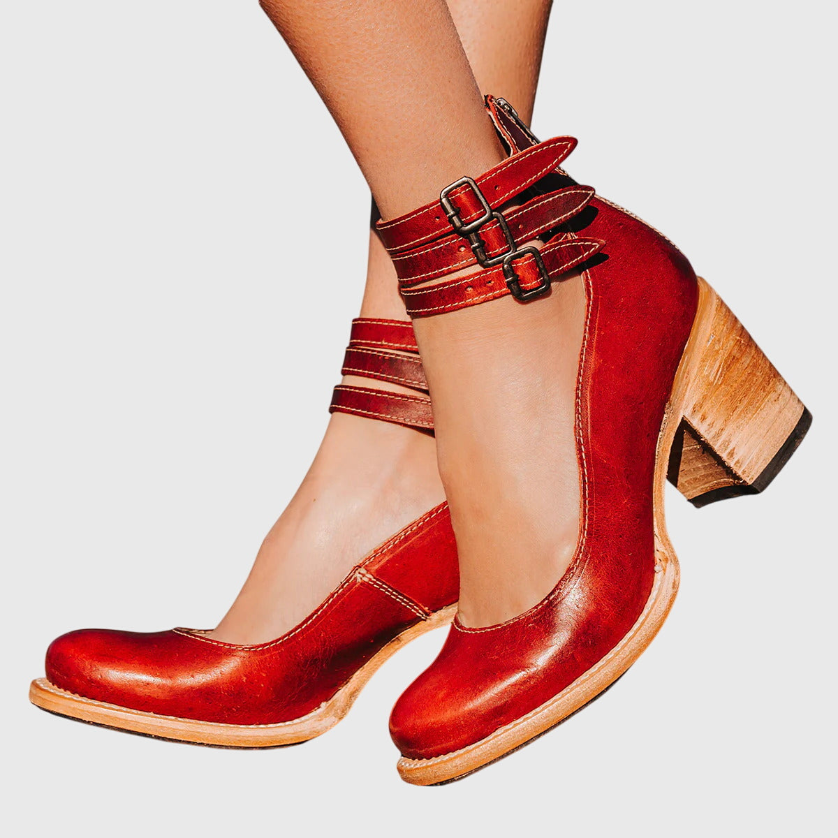 Hannah | Elegant Triple Ankle Strap Heels Image