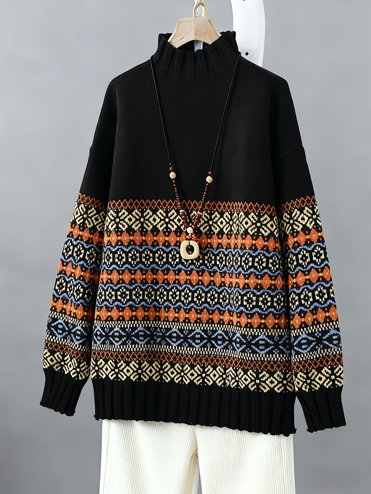 Thea | Vintage Jacquard Loose-Fit Sweater