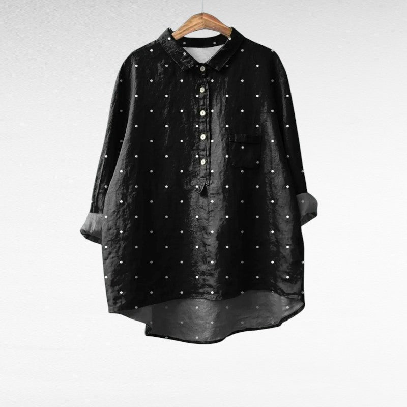 Rachael | Classic Dotted Black Blouse Image