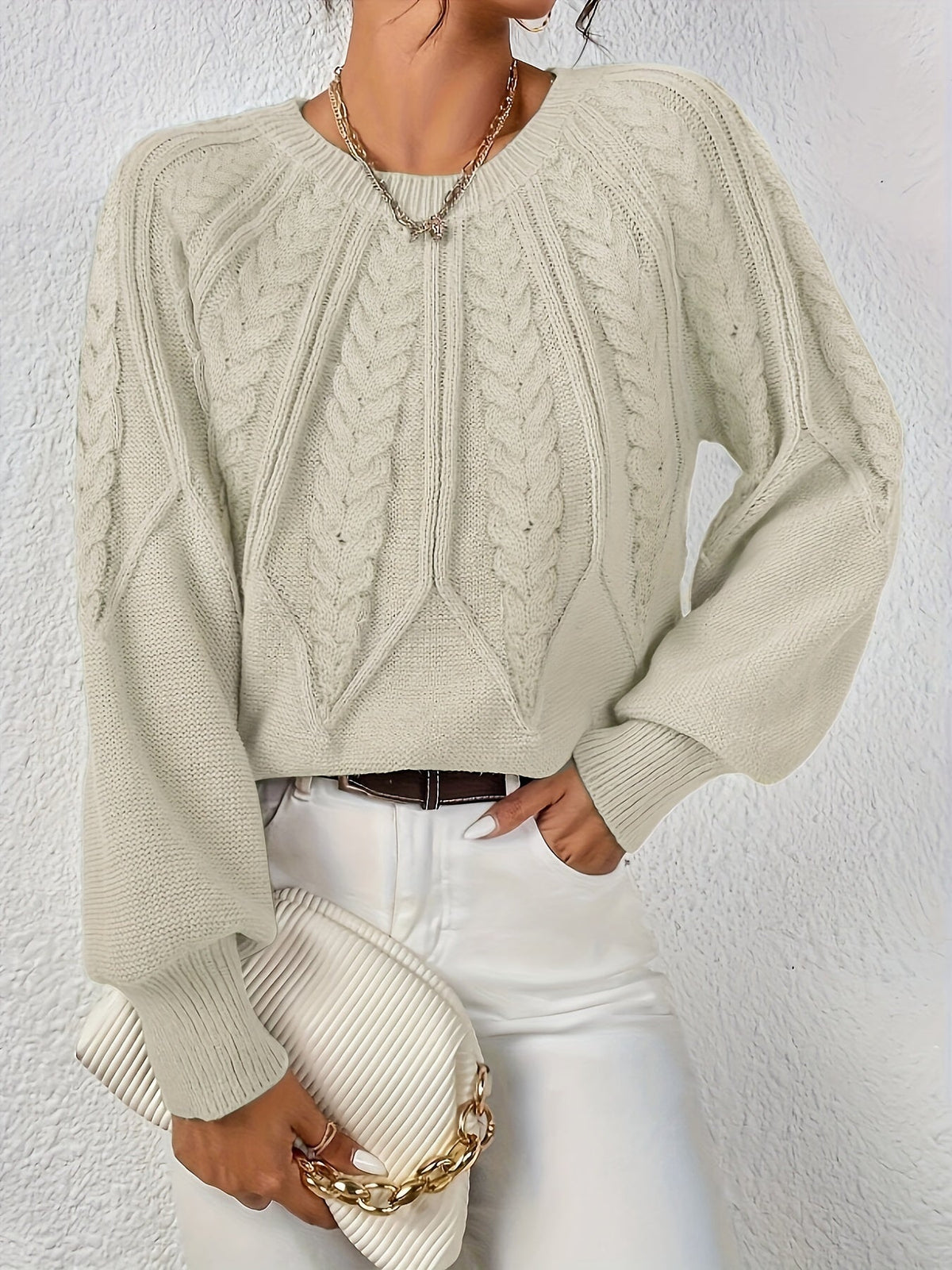 Cassidy | Cable-Knit Round-Neck Sweater Image