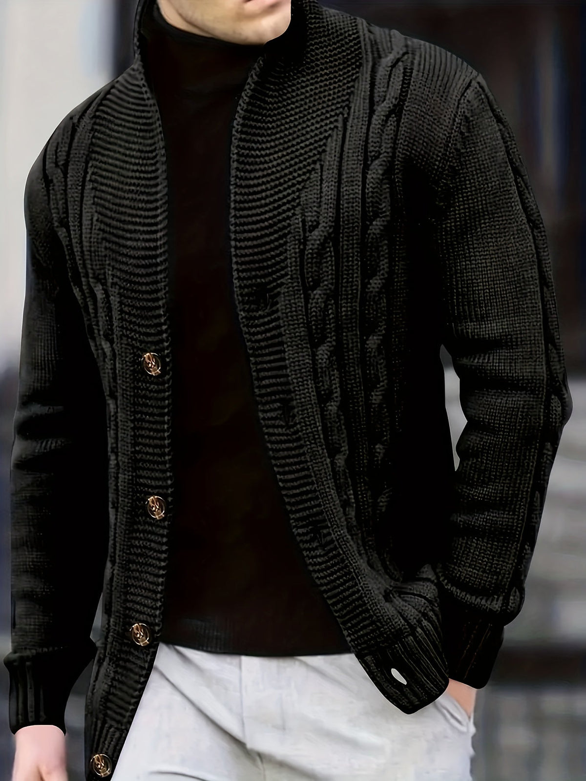 Trevor | Cable-Knit Button Cardigan Image