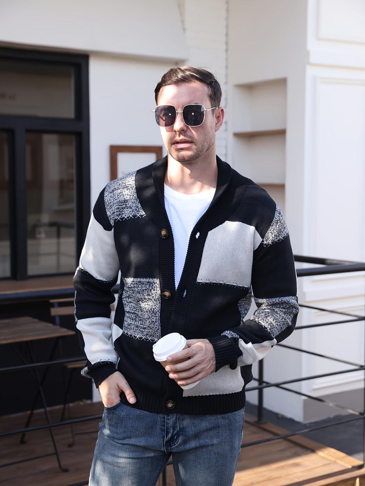 Vincent | Color-Blocked Button-Up Cardigan Image
