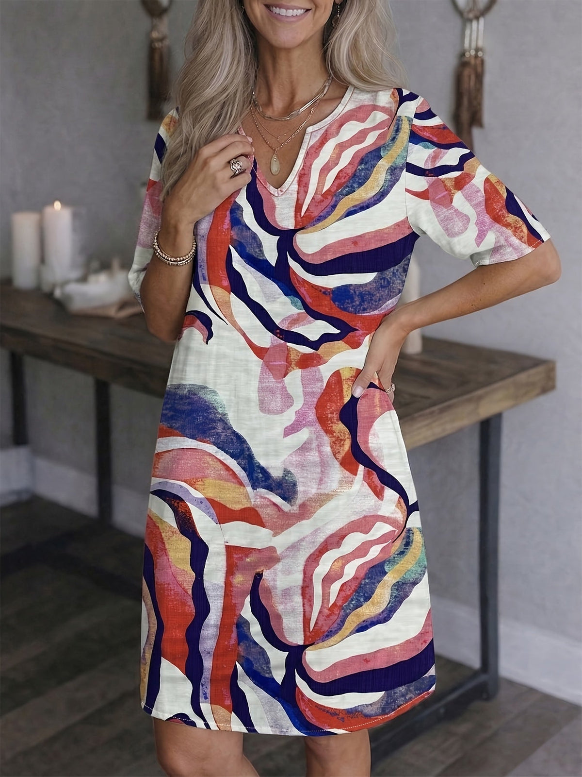 Ramona | Artful Print Shift Dress Image