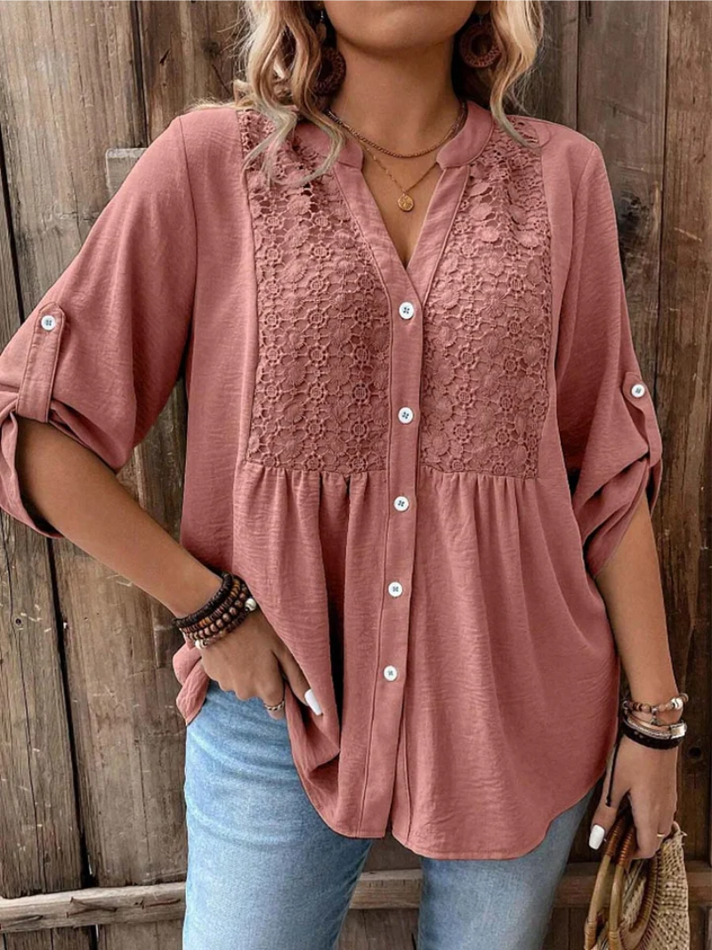 Nella | Elegant Wide Sleeve V-Neck Blouse Image