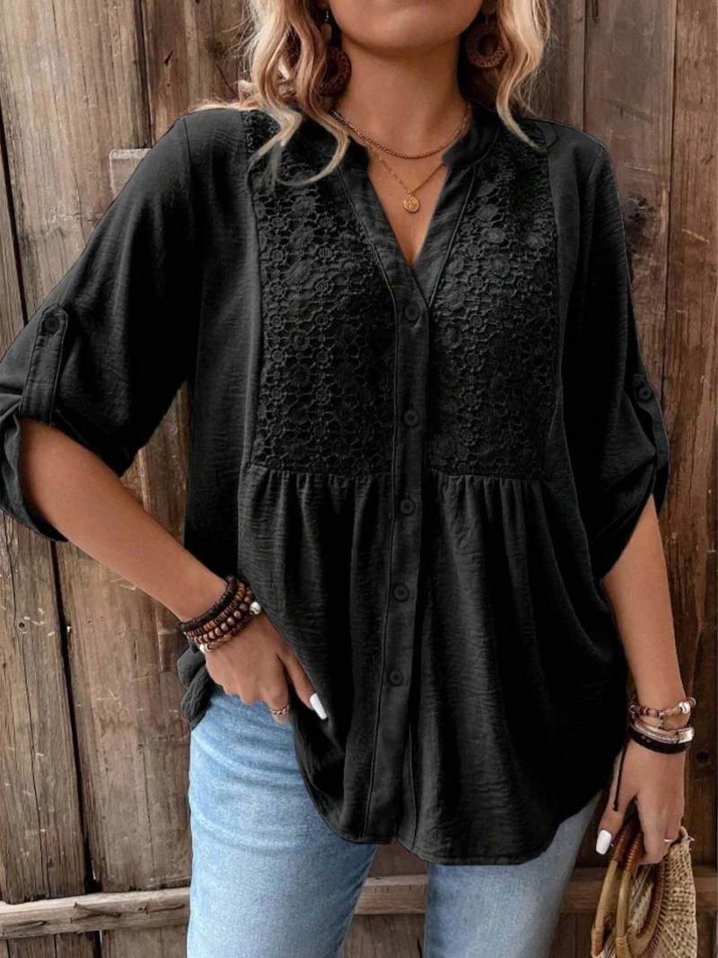 Nella | Elegant Wide Sleeve V-Neck Blouse Image