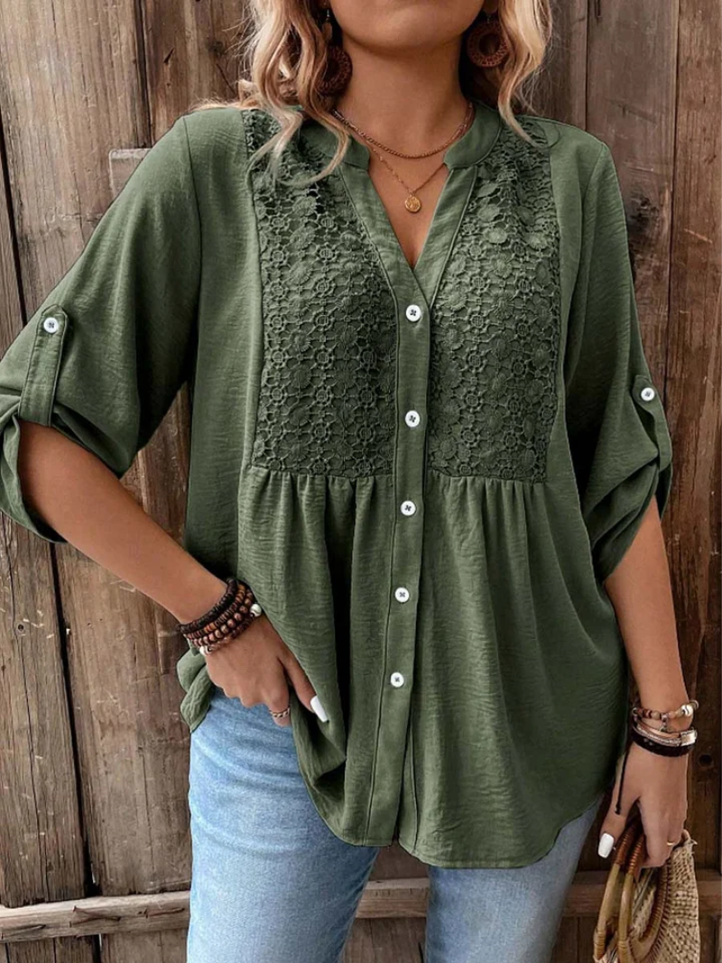 Nella | Elegant Wide Sleeve V-Neck Blouse Image