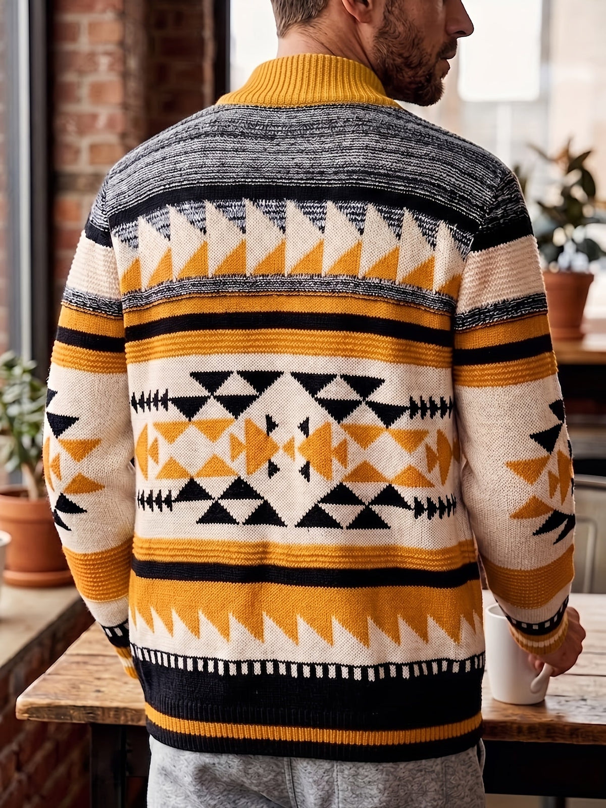 Callum | Patterned Zip-Up Cardigan Image
