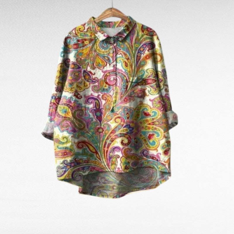 Felicia | Retro Collar Long Sleeve Blouse Image
