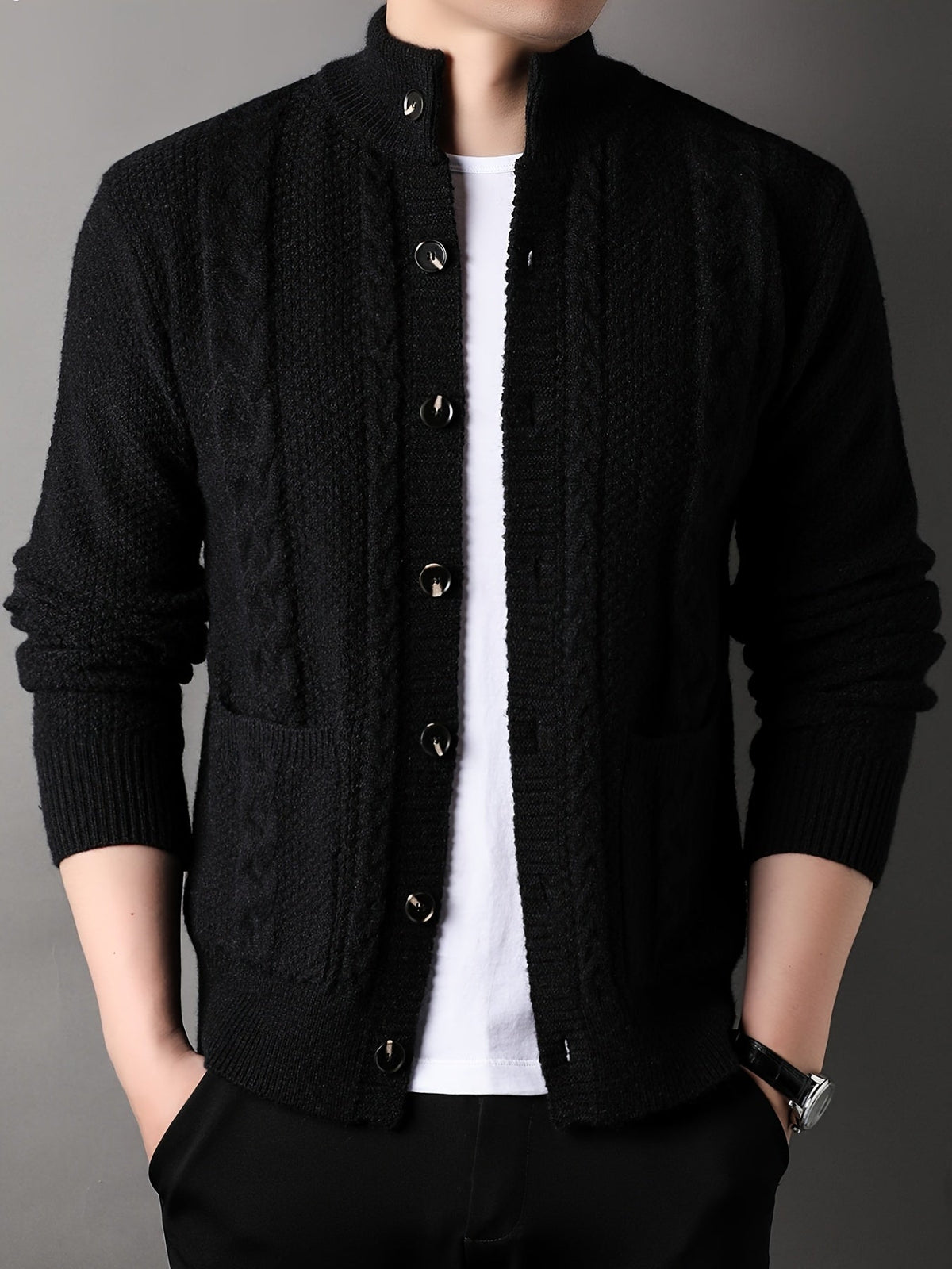 Sinclair | Textured Button-Front Cardigan Image