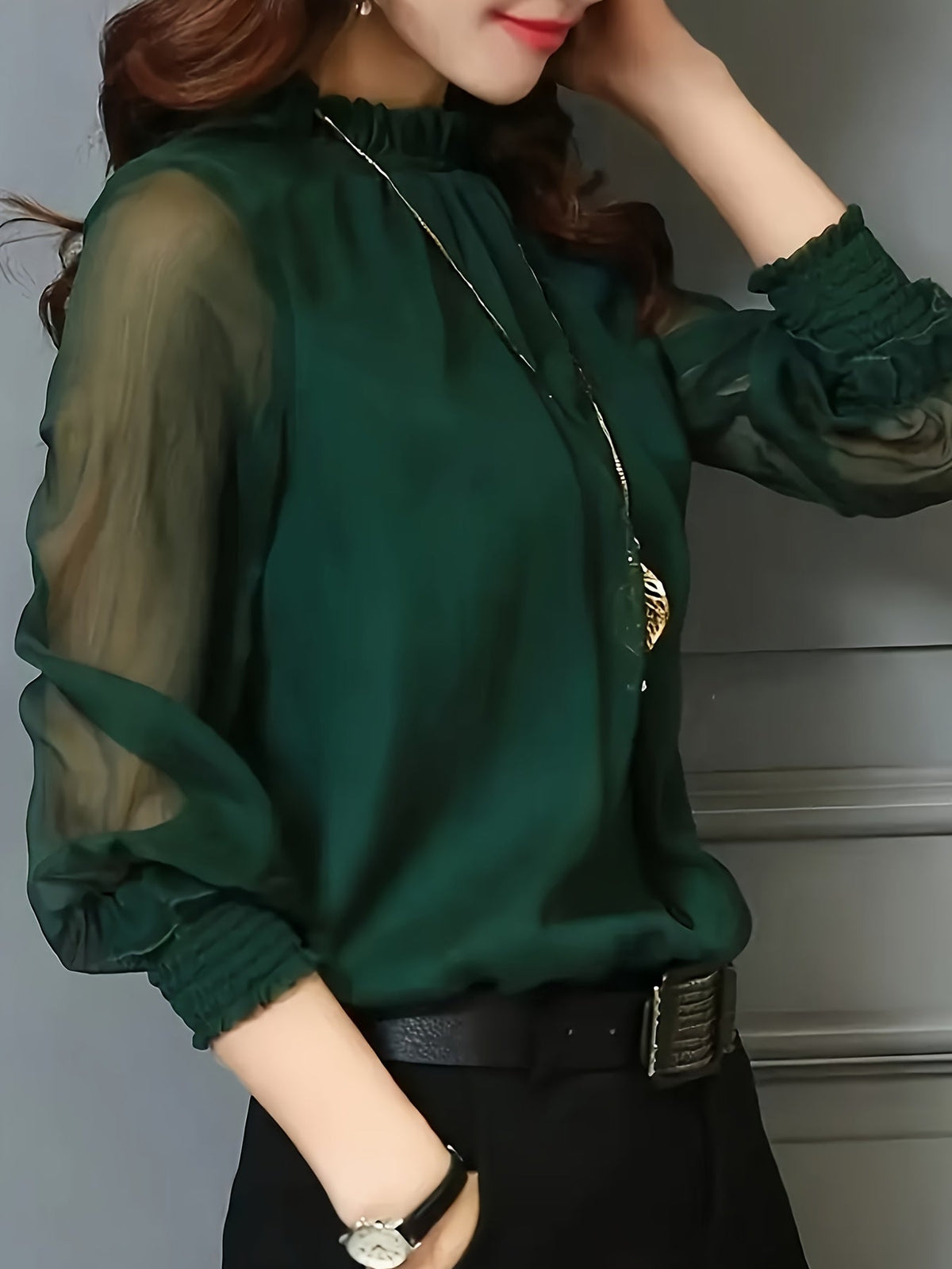 Ophelia | Stand-Collar Long-Sleeve Blouse Image