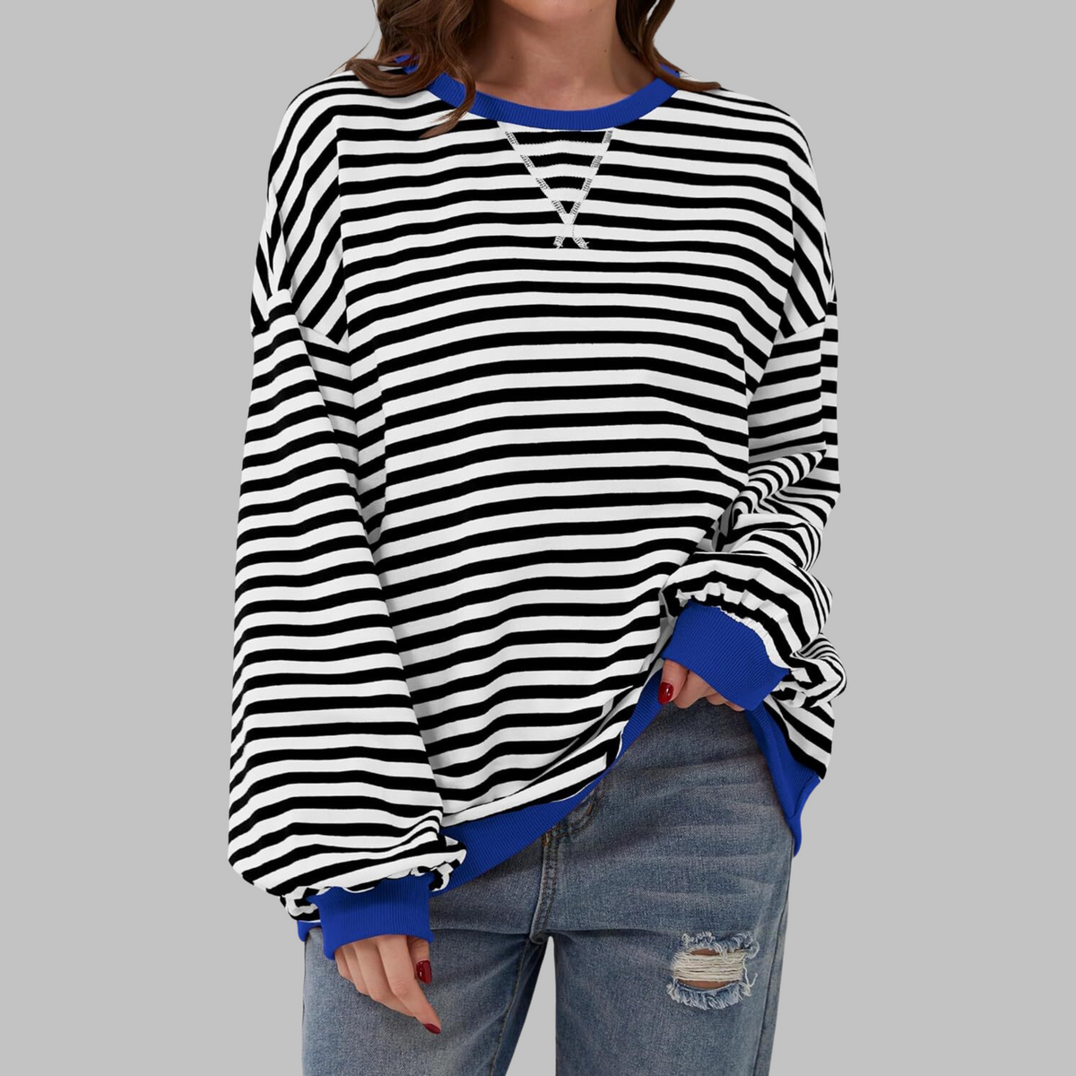 Margaret | Casual Long Sleeve Striped Sweatshirt Image