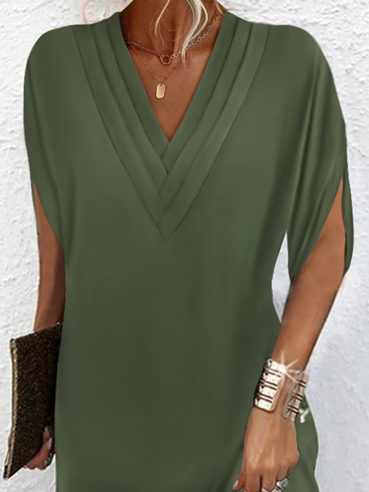 Emery | V-Neck Slit Sleeve Mini Dress Image