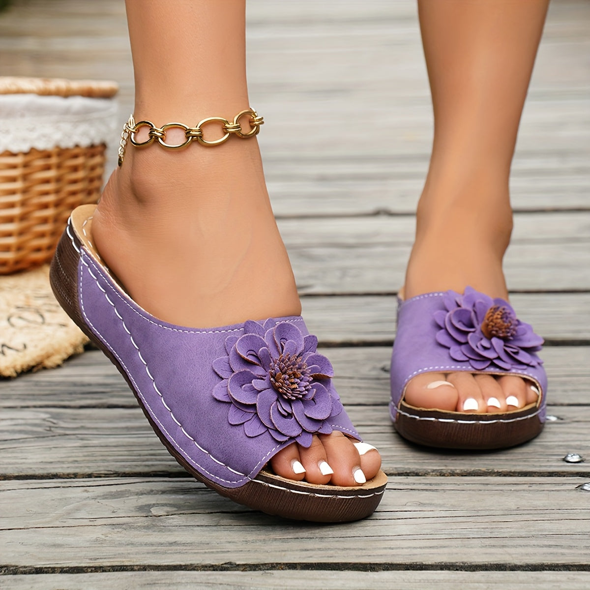 Melanie | Floral Comfort Wedge Sandals Image