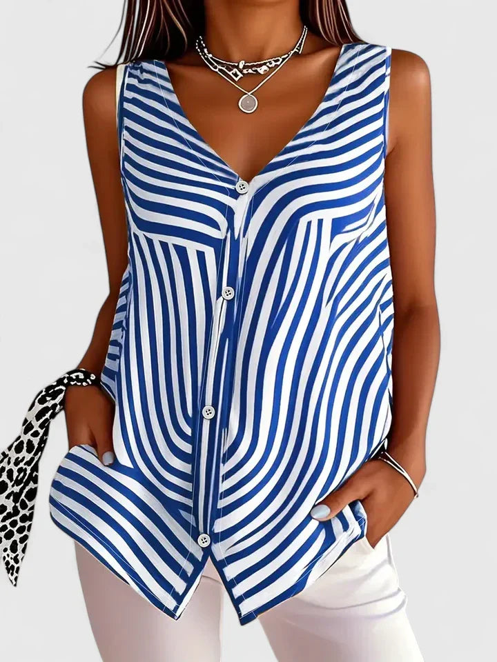 Brenda | Sleeveless Button-Front Blouse Image
