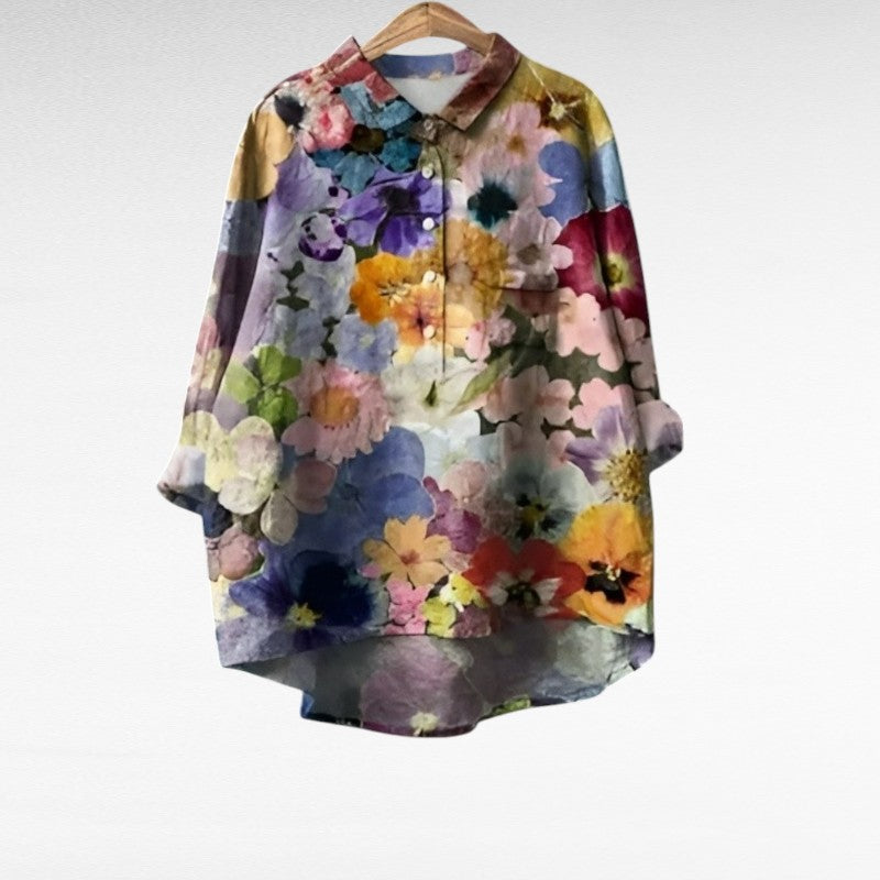 Tabitha | Classic Watercolor Floral Blouse Image