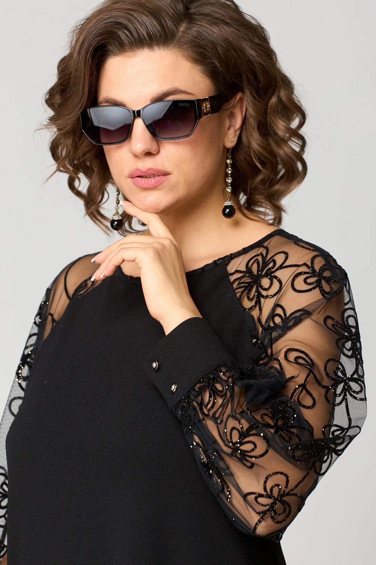 Edith | Elegant Floral Sleeve Lace Dress Image