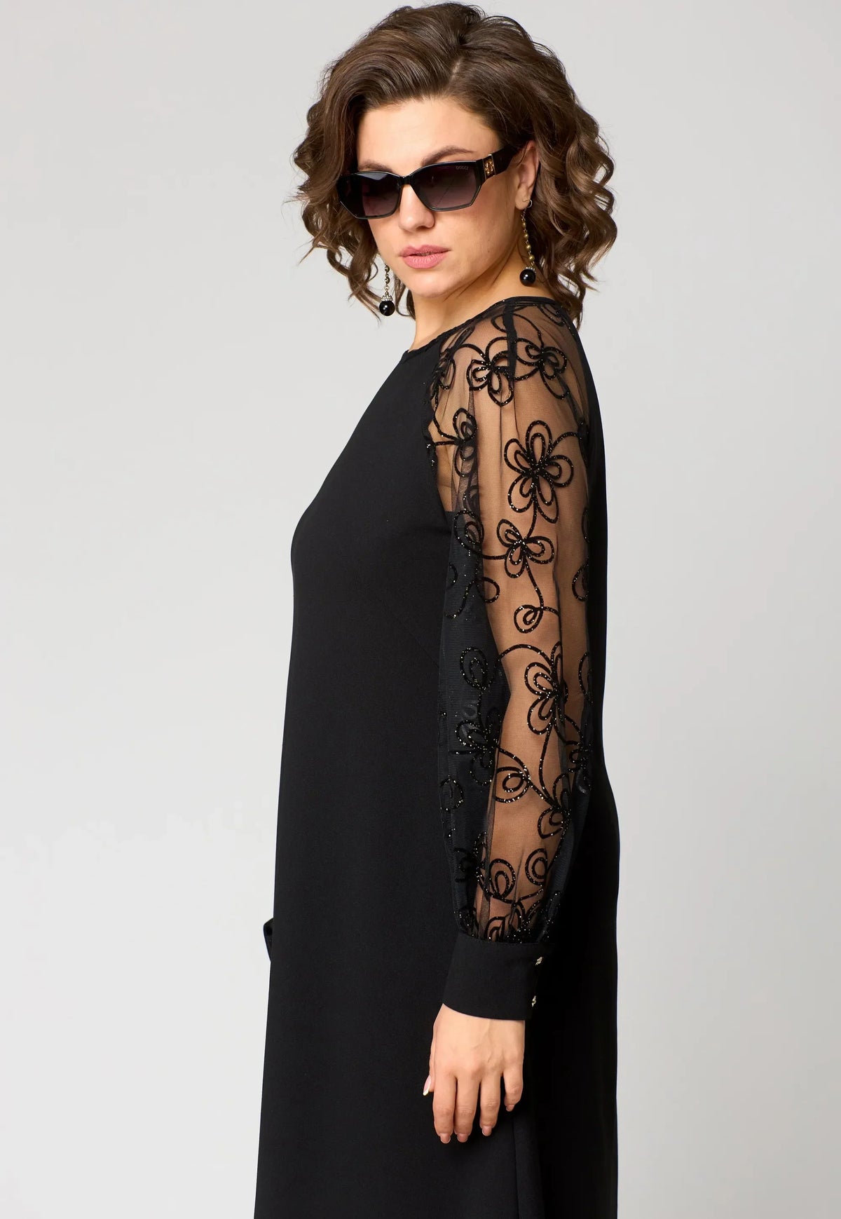 Edith | Elegant Floral Sleeve Lace Dress Image