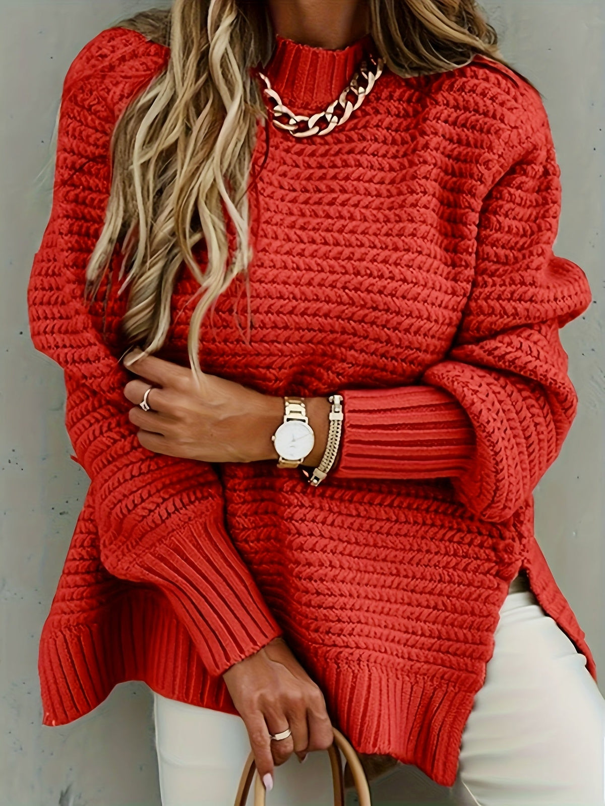 Evangeline | Textured High-Low Sweater Image