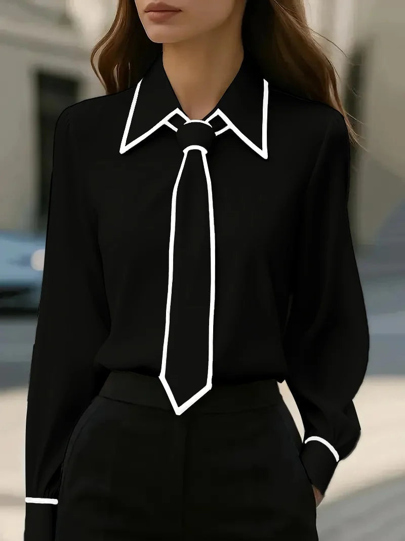 Adelina | Contrast Tie Blouse Image