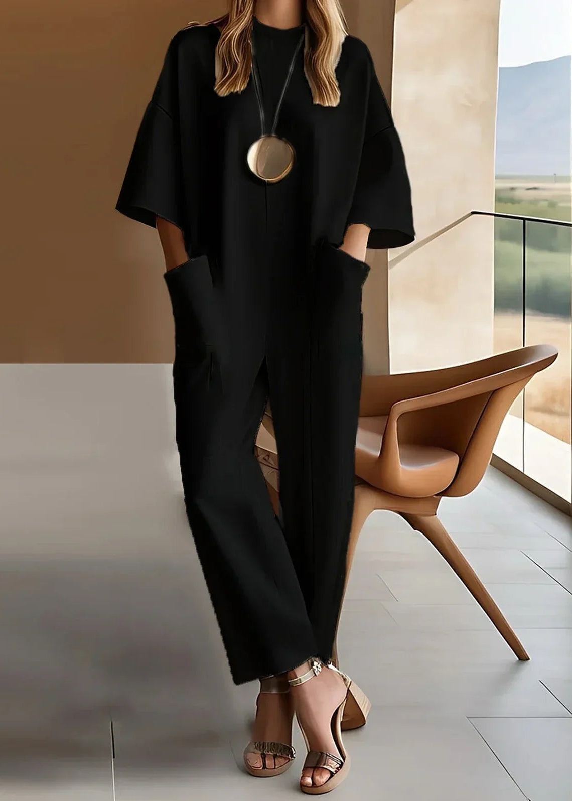 Amely | Elegant Wide Sleeve Pocket Jumpsuit Image