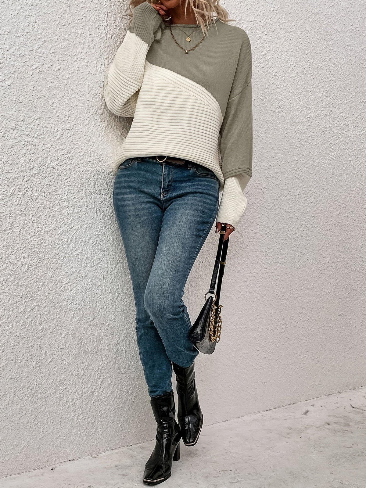 Helene | Color Block Relaxed Sweater Image