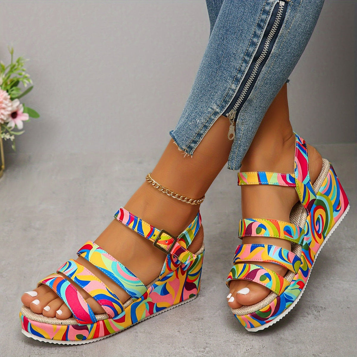 Rosalind | Elegant Strappy Platform Wedge Sandals Image