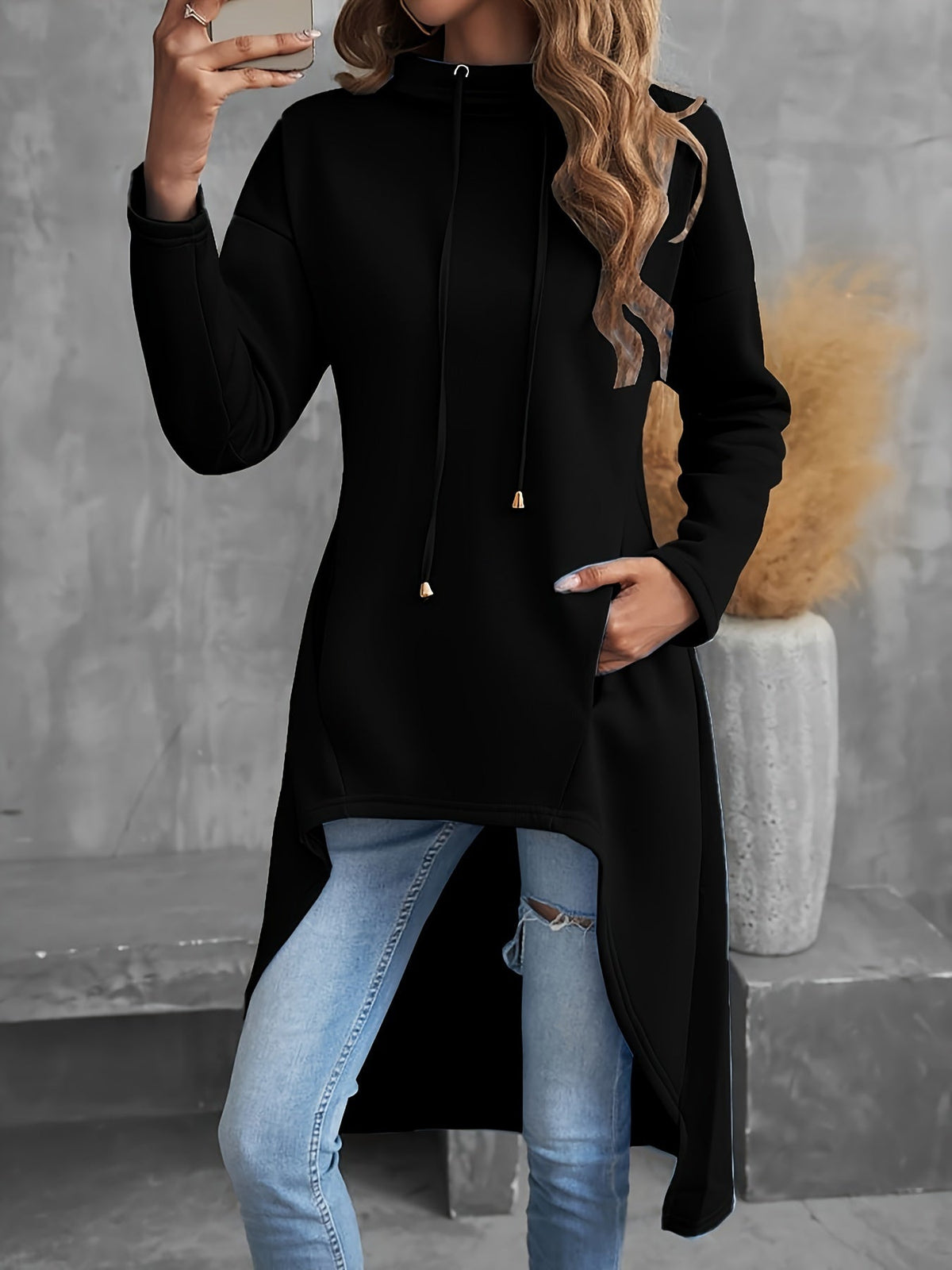 Tabitha | High-Low Drawstring Hoodie Image