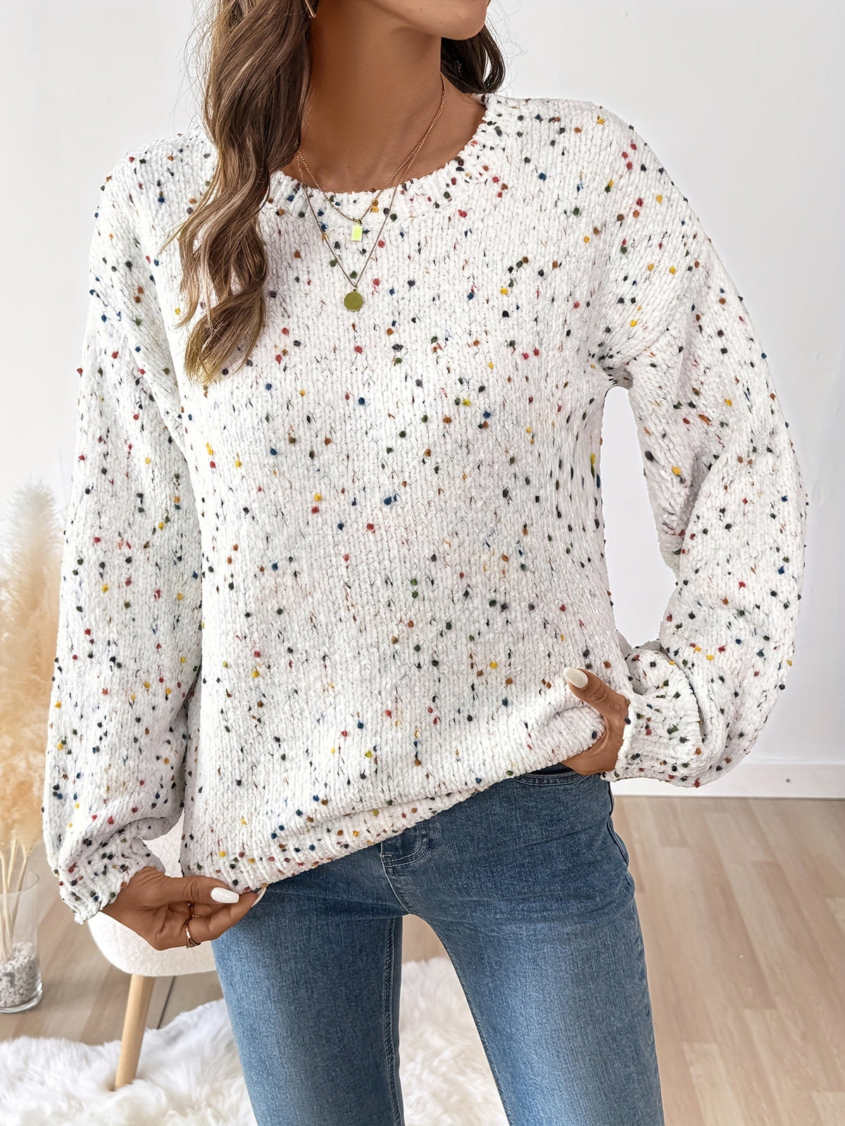 Sylvia | Speckled Round Neck Sweater Image