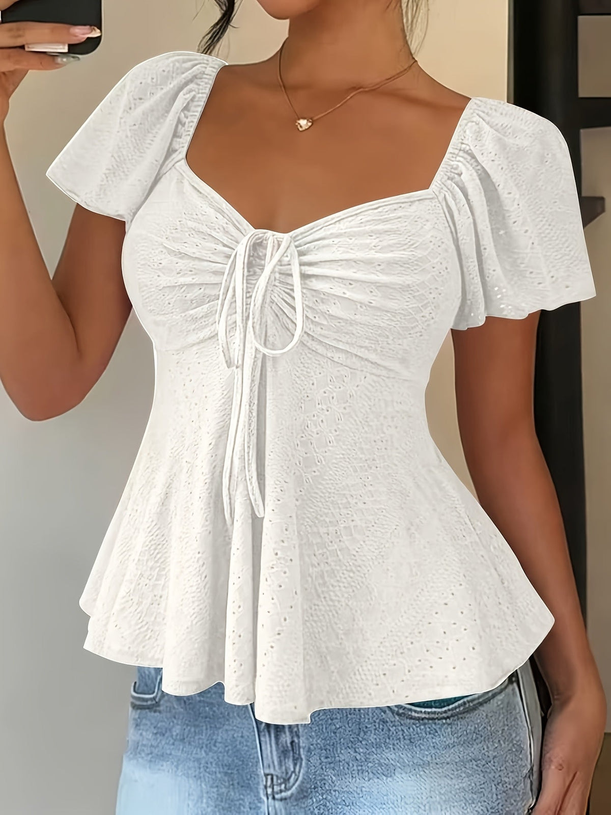 Josephine | Flutter-Sleeve Peplum Top Image