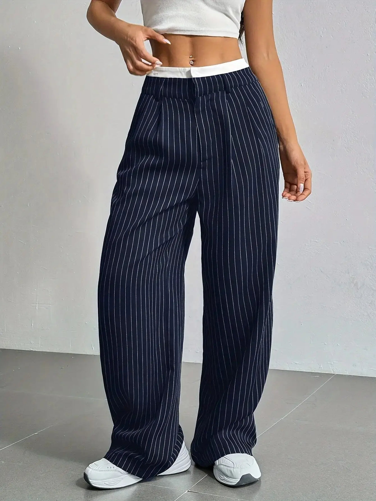 Grace | Casual Striped Wide Pants Image