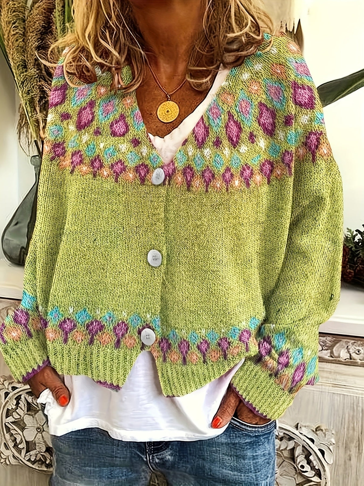 Esme | Nordic Patterned Cardigan Image