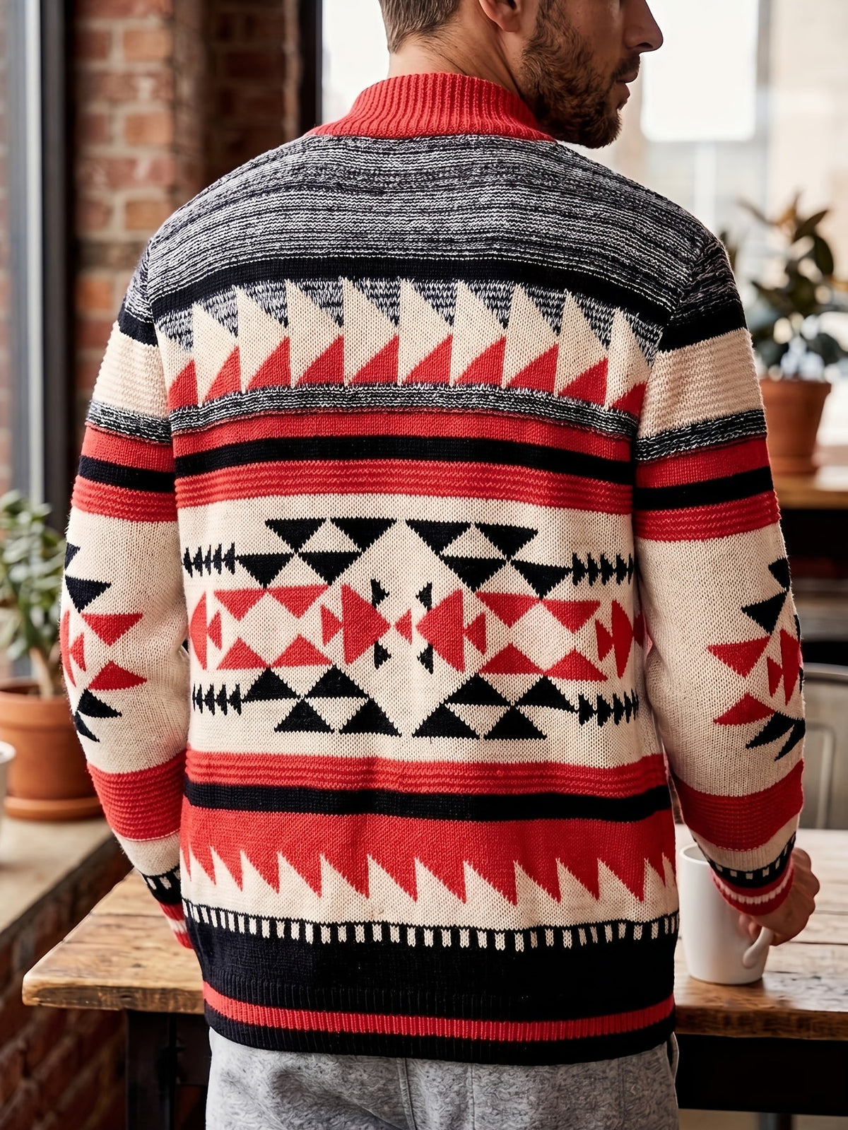 Callum | Patterned Zip-Up Cardigan Image