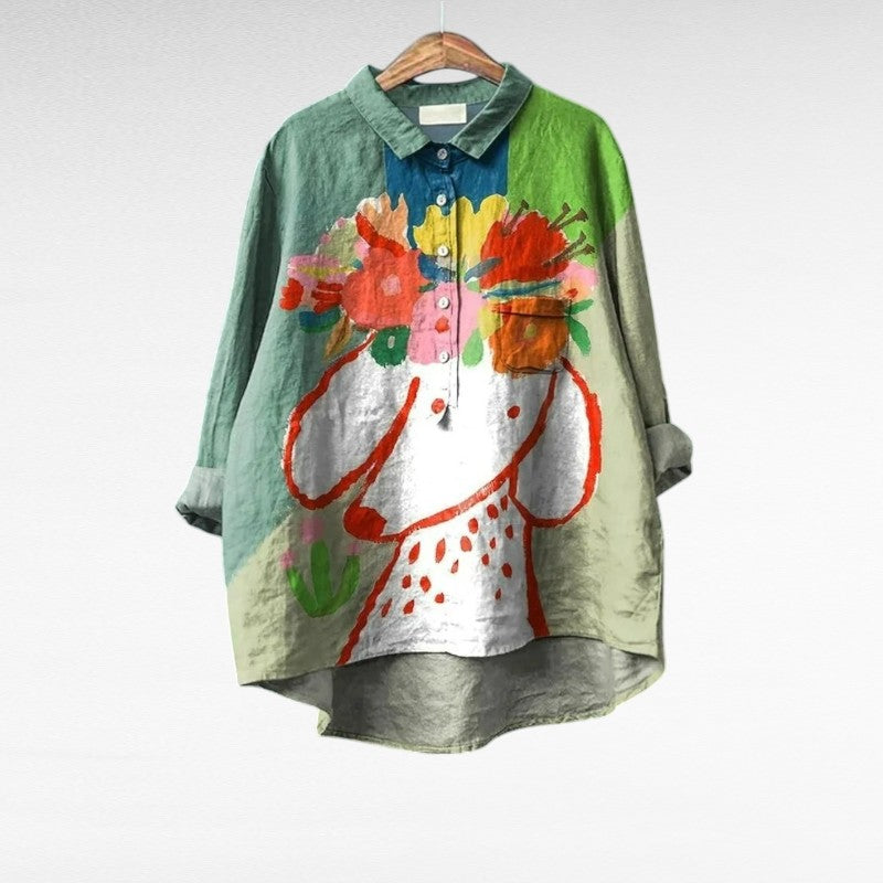 Tonya | Stylish Floral Art Long Sleeve Blouse Image