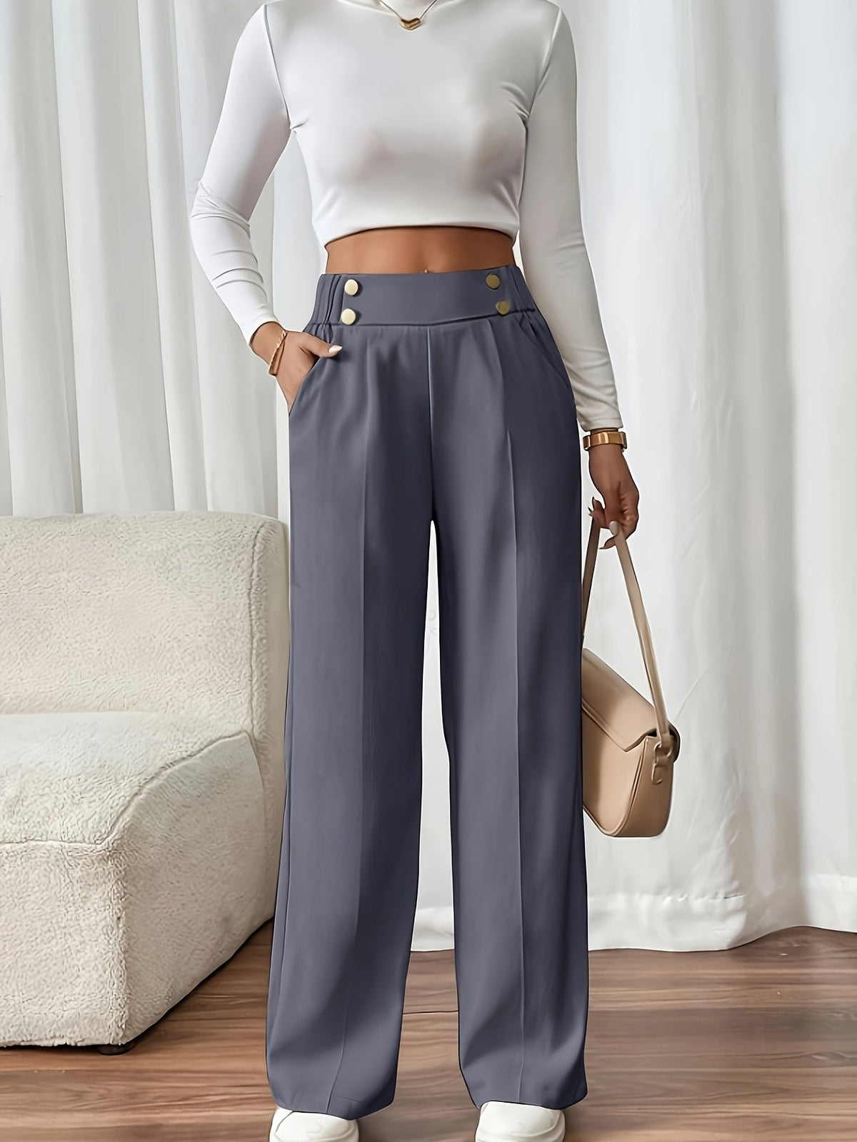 Lydia | Tailored High-Waist Wide-Leg Pants