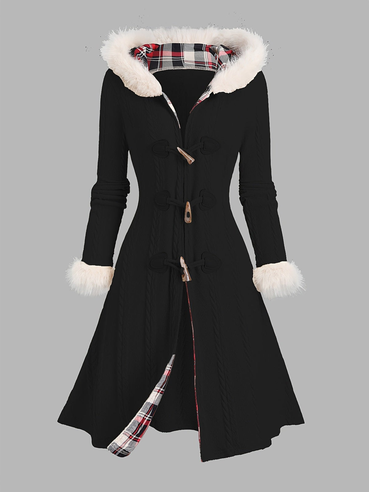 Nadia | Fur-Trimmed Hooded Longline Coat Image