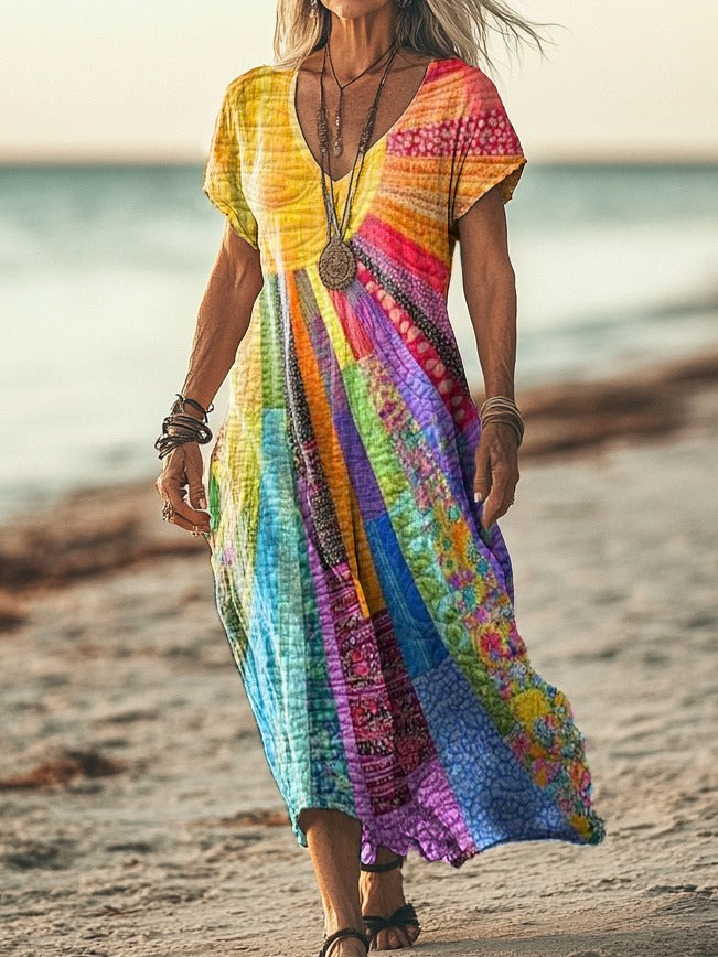 Alice | Elegant Bohemian Sun Design Dress Image