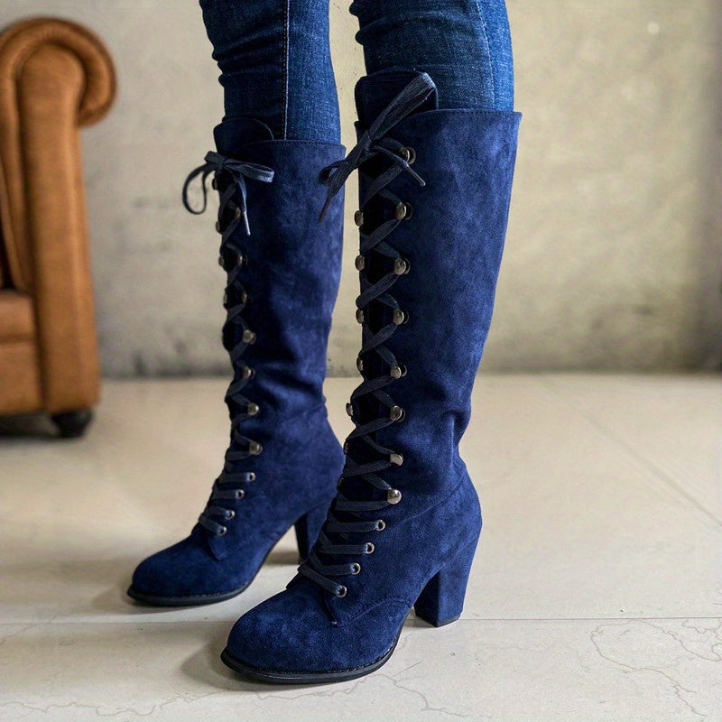 Sabine | Lace-Up Chunky-Heel Tall Boots Image