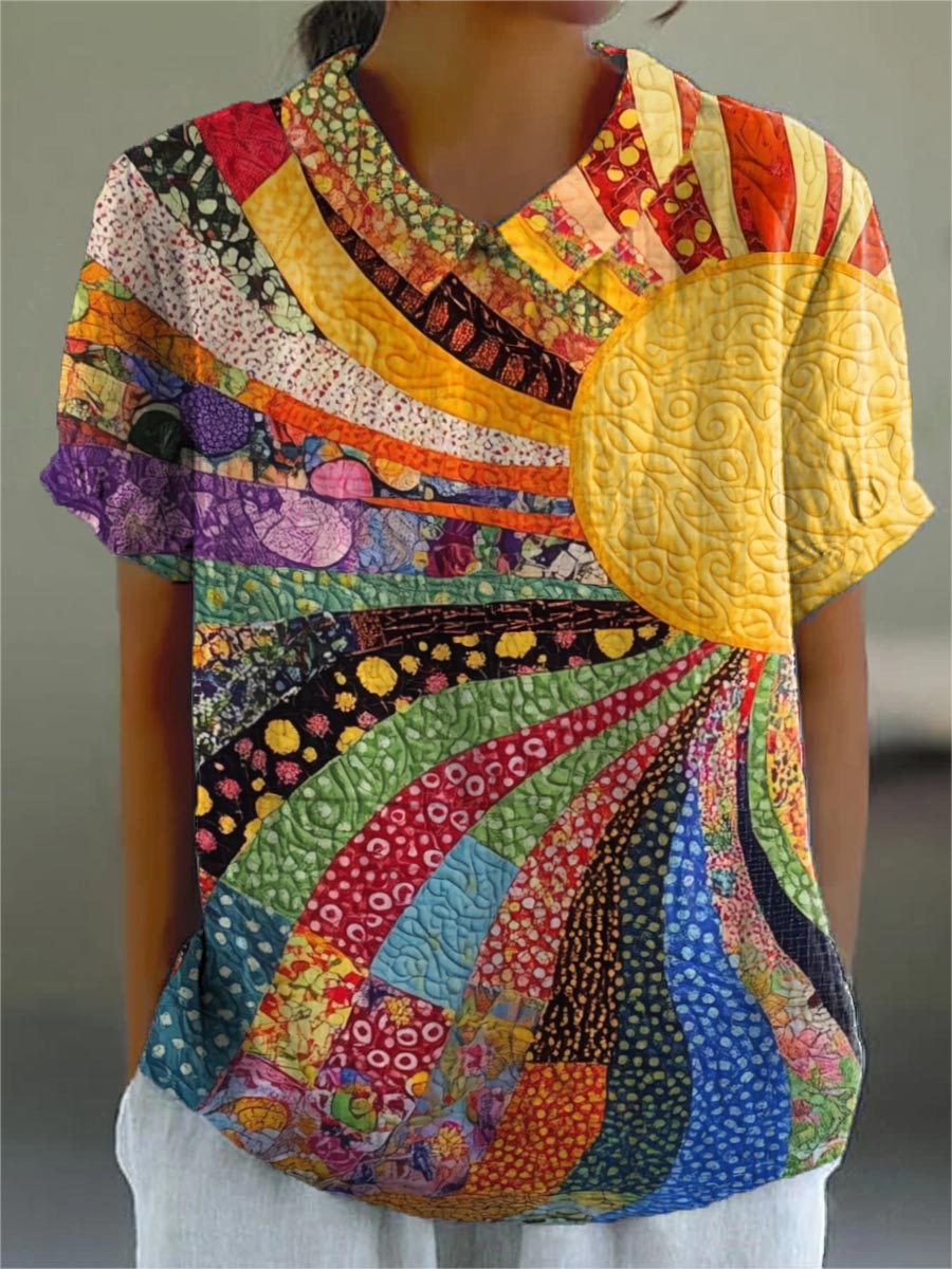 Maine | Elegant Sunburst Patchwork Shirt Image