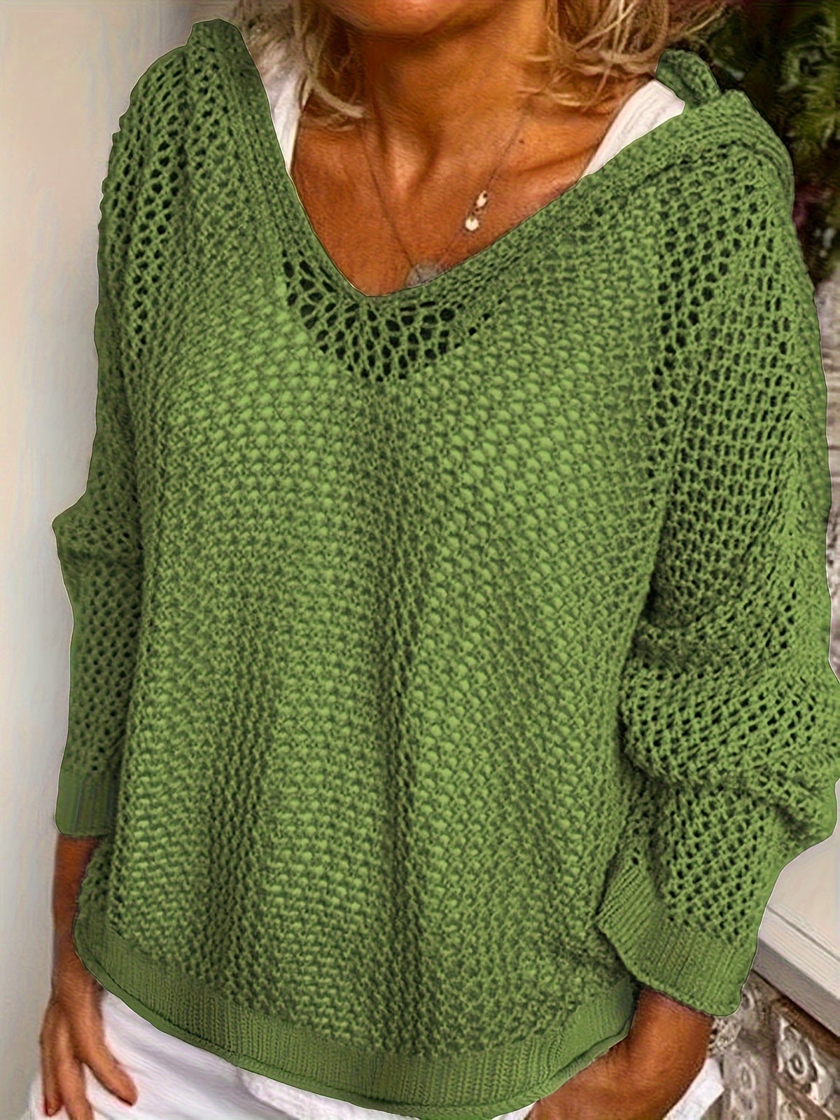 Delaney | Relaxed Open-Knit Hooded Sweater Image