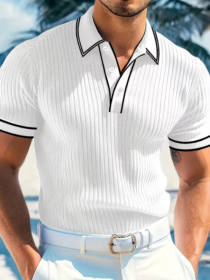 Logan | Color-Blocked Short Sleeve Polo Shirt Image