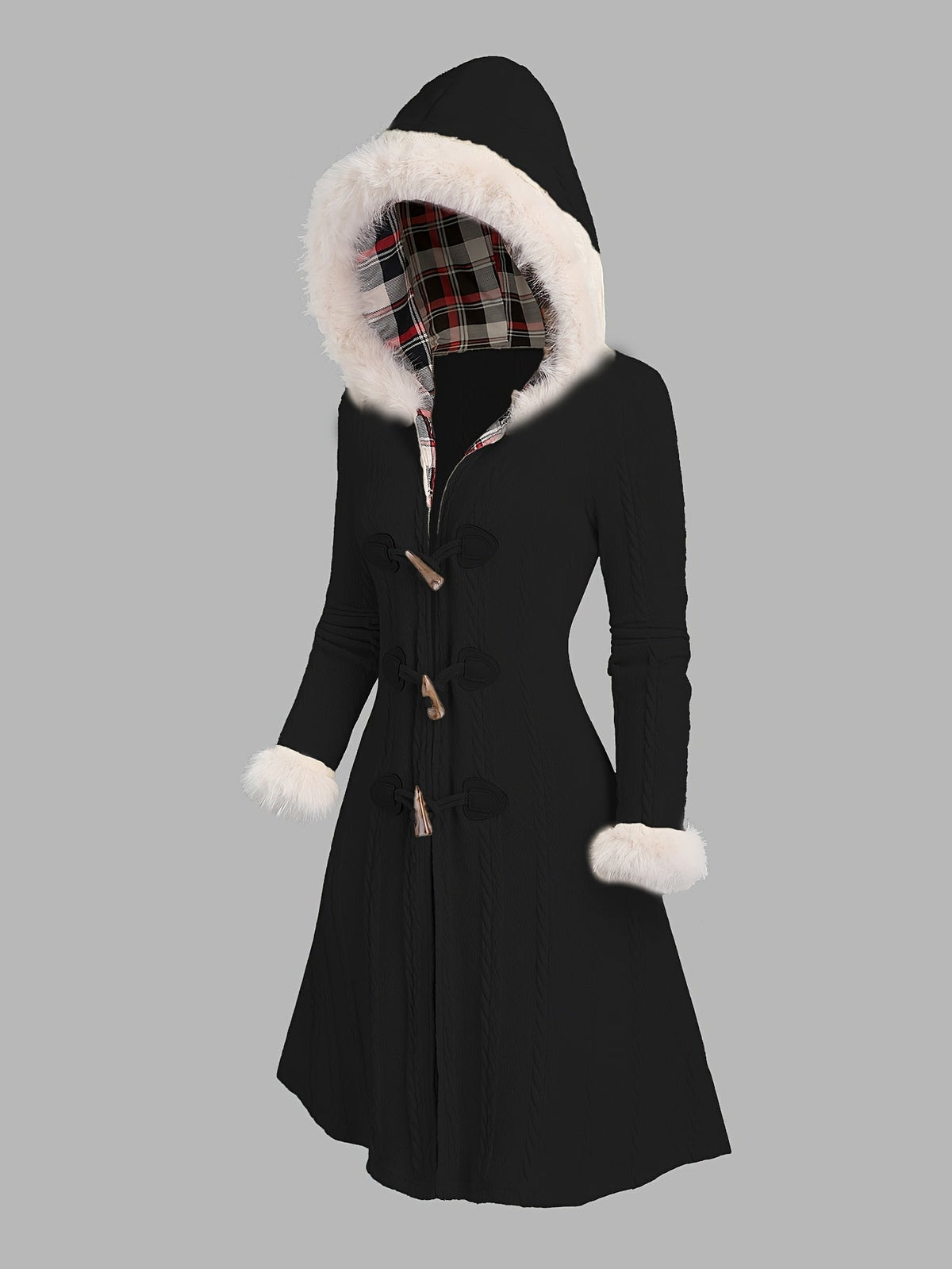Nadia | Fur-Trimmed Hooded Longline Coat Image