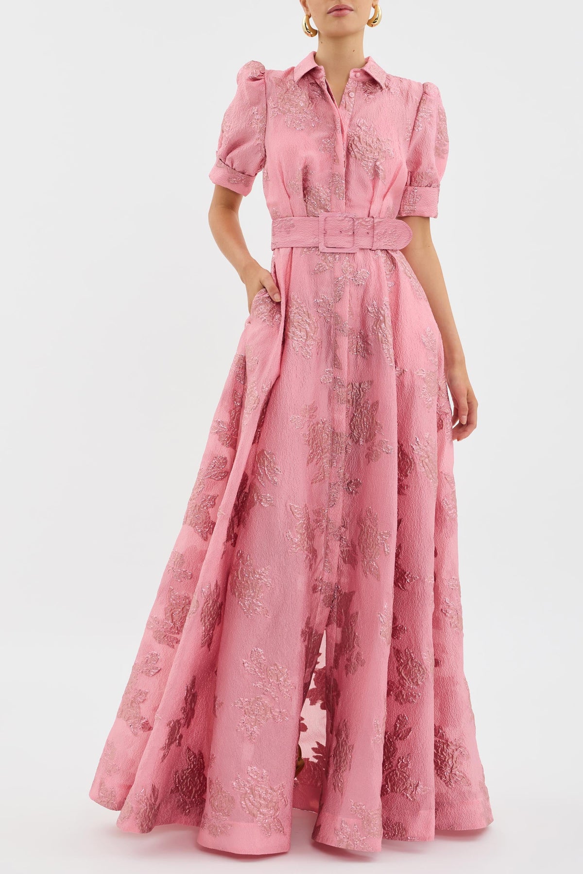 Gladys | Elegant Short Puffed Sleeves Dress Image