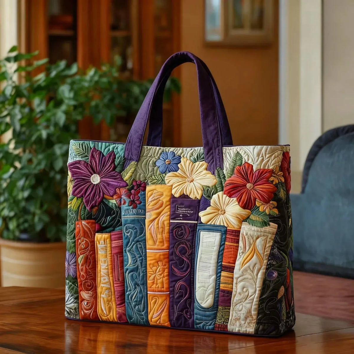 Katie | Floral Book Artistic Tote Bag Image