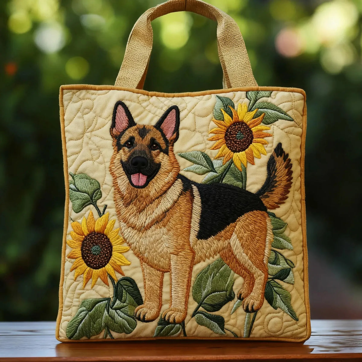 Nicole | Artistic Sunflower Dog Art Tote Bag Image