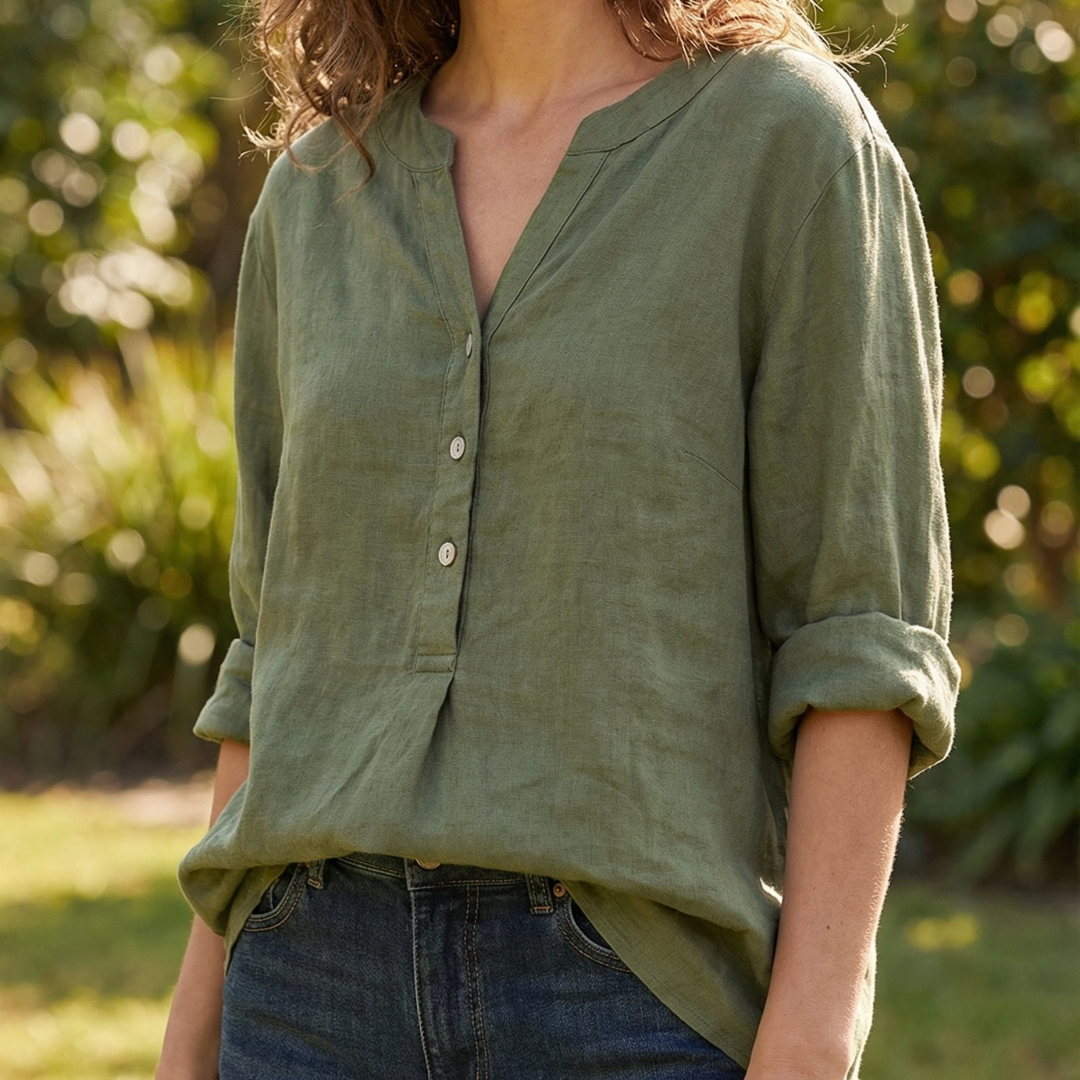 Carina | Refined V-Neck Button-Down Shirt Image